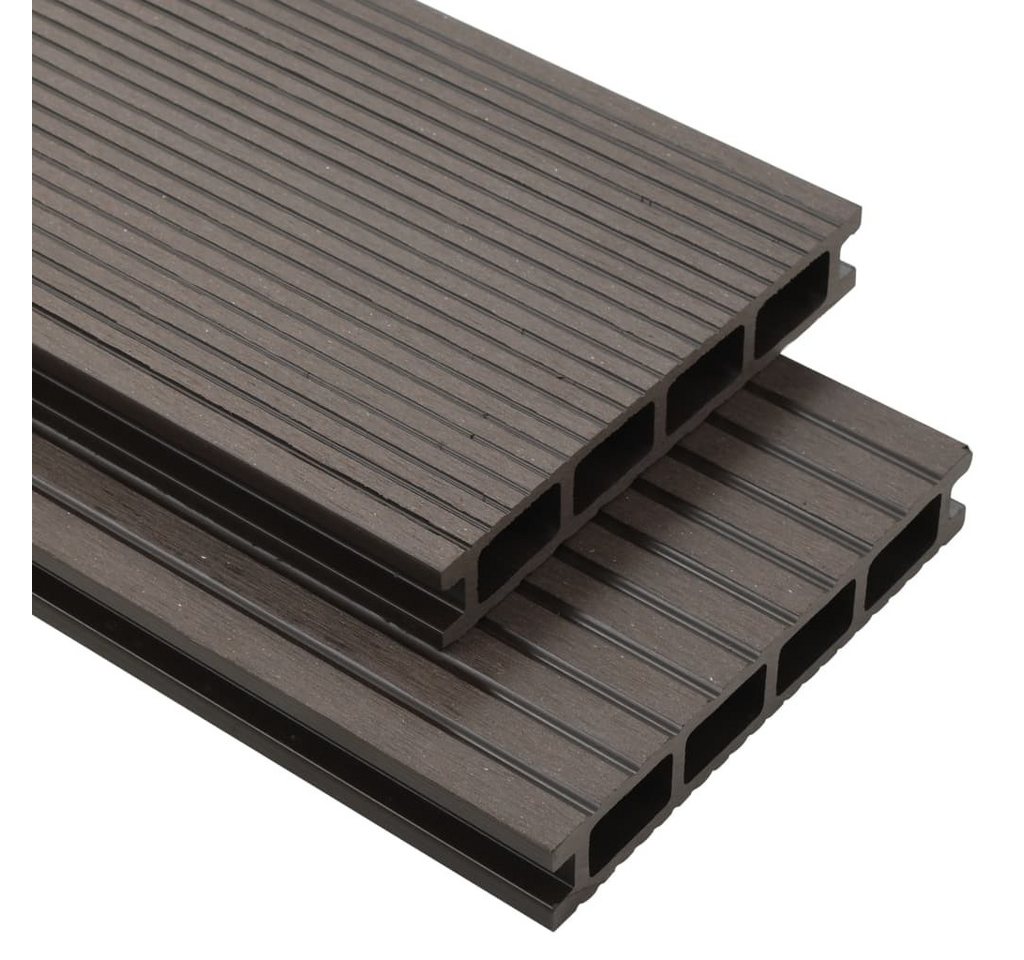 vidaXL Teppichboden WPC Hohlkammer Terrassendielen mit Zubehör 15 m² 4m Dunkelbraun, Höhe: 2.5 mm vidaXL Teppichboden WPC Hohlkammer Terrassendielen mit Zubehör 15 m² 4m Dunkelbraun, Höhe: 2.5 mm von vidaXL