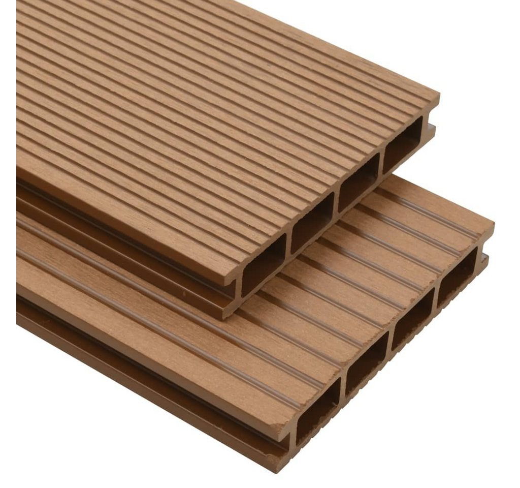 Teppichboden WPC Hohlkammer Terrassendielen mit Zubehör 35 m² 4 m Teak, vidaXL, Höhe: 2.5 mm von vidaXL