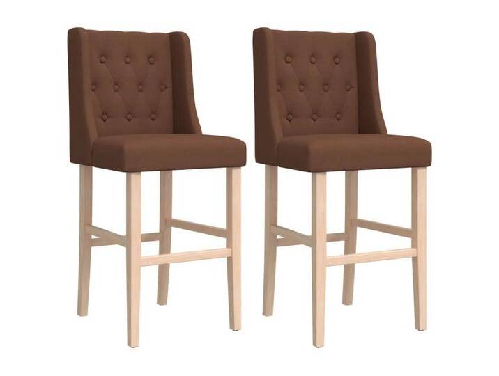 Vidaxl vidaXL Barhocker Barstühle 2 Stk. Massivholz Gummibaum und Stoff (1 St), braun, Braun von vidaXL
