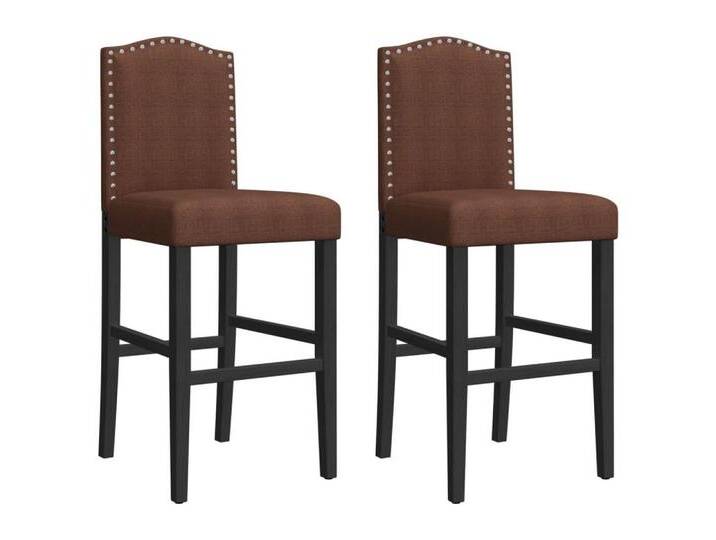Vidaxl vidaXL Barhocker Barstühle 2 Stk. Massivholz Gummibaum und Stoff (1 St), braun schwarz, Braun und Schwarz von vidaXL