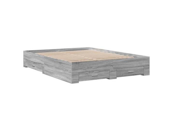 Vidaxl vidaXL Bett Bettgestell mit Schubladen Grau Sonoma 140x200 cm Holzwerkstoff, grau von vidaXL