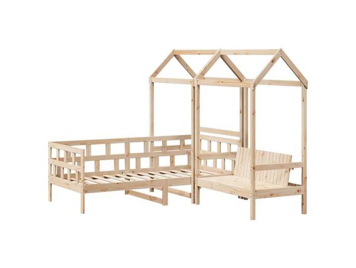 Vidaxl vidaXL Bett Tagesbett Set mit Dach 90x200 cm Massivholz Kiefer, braun, Braun von vidaXL