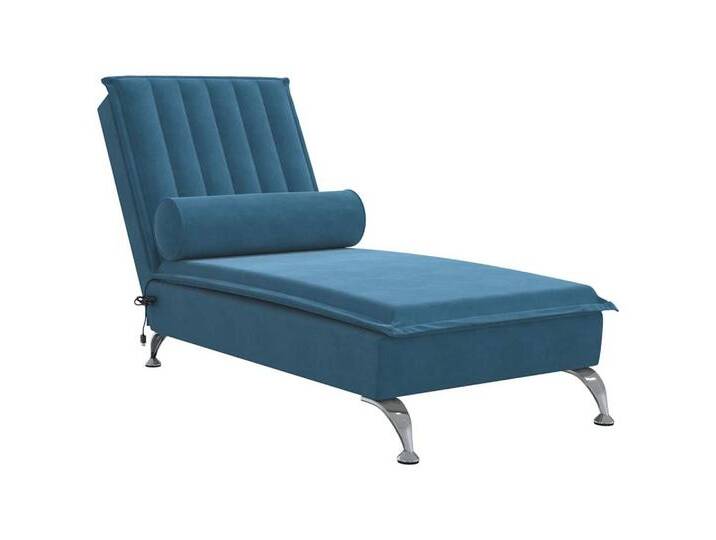 Vidaxl vidaXL Chaiselongue Massage-Chaiselongue mit Nackenrolle Blau Samt, 1 Teile, blau, Blau von vidaXL