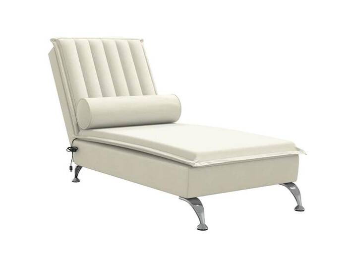 Vidaxl vidaXL Chaiselongue Massage-Chaiselongue mit Nackenrolle Creme Samt, 1 Teile, Creme von vidaXL