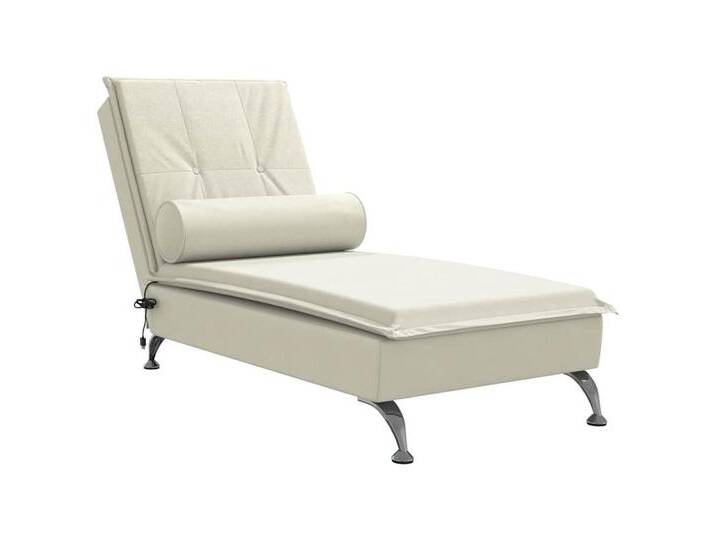 Vidaxl vidaXL Chaiselongue Massage-Chaiselongue mit Nackenrolle Creme Samt, 1 Teile, Creme von vidaXL