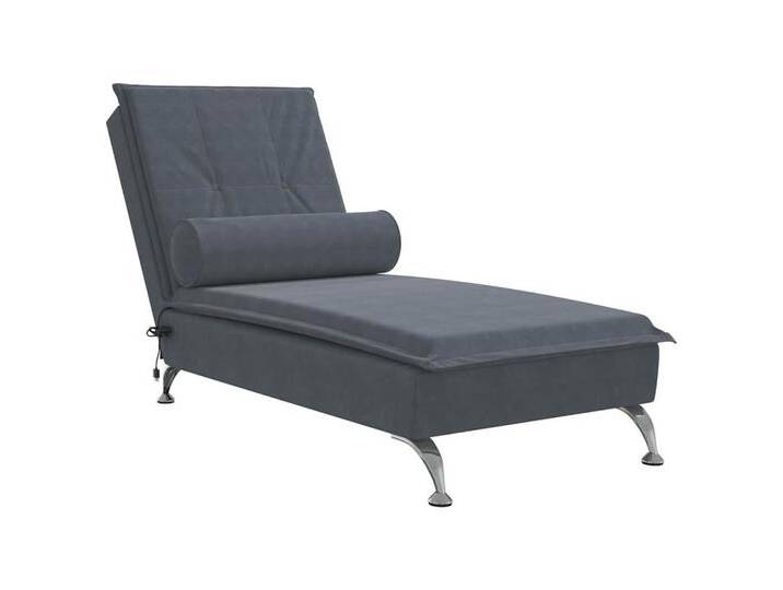 Vidaxl vidaXL Chaiselongue Massage-Chaiselongue mit Nackenrolle Dunkelgrau Samt, 1 Teile, grau, Dunkelgrau von vidaXL
