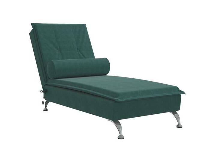 Vidaxl vidaXL Chaiselongue Massage-Chaiselongue mit Nackenrolle Dunkelgrün Samt, 1 Teile, DunkelgrÃ¼n von vidaXL
