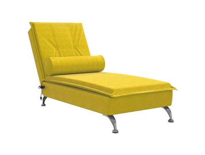 Vidaxl vidaXL Chaiselongue Massage-Chaiselongue mit Nackenrolle Gelb Samt, 1 Teile, gelb, Gelb von vidaXL