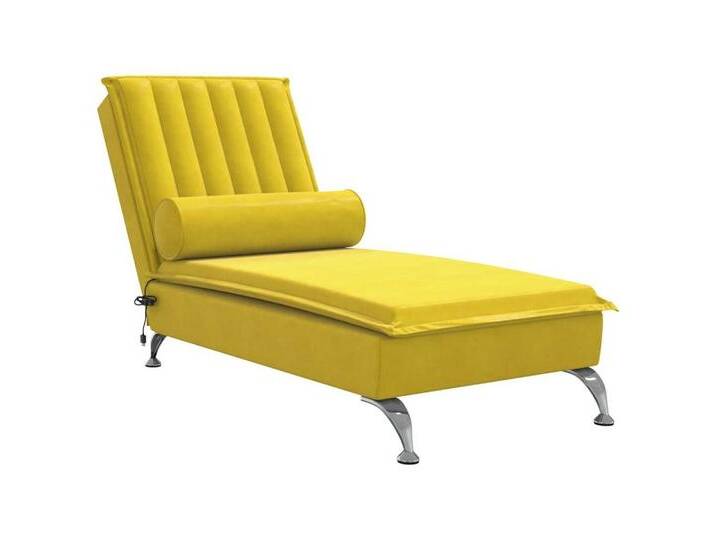 Vidaxl vidaXL Chaiselongue Massage-Chaiselongue mit Nackenrolle Gelb Samt, 1 Teile, gelb, Gelb von vidaXL