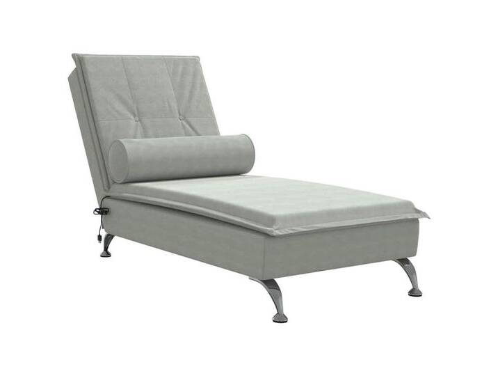 Vidaxl vidaXL Chaiselongue Massage-Chaiselongue mit Nackenrolle Hellgrau Samt, 1 Teile, grau, Hellgrau Vidaxl vidaXL Chaiselongue Massage-Chaiselongue mit Nackenrolle Hellgrau Samt, 1 Teile, grau, Hellgrau von vidaXL