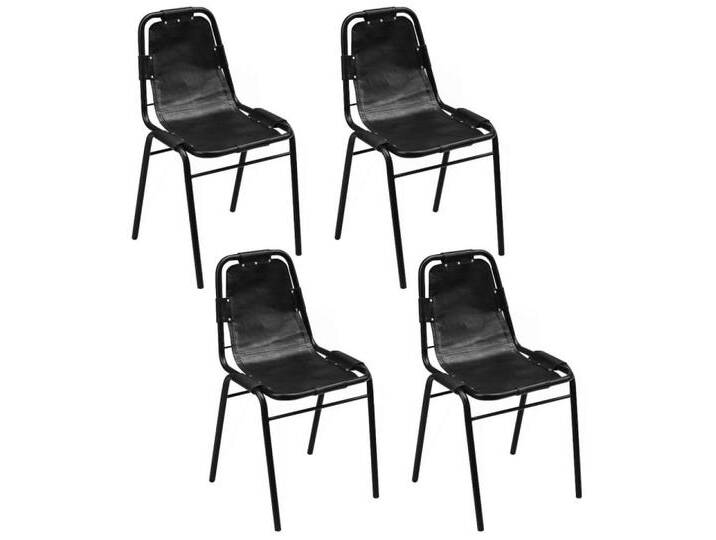 Vidaxl vidaXL Esszimmerstuhl Esszimmerstühle 4 Stk. Schwarz Echtleder (4 St), schwarz von vidaXL