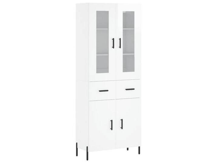 Vidaxl vidaXL Highboard Highboard Hochglanz-Weiß 69,5x34x180 cm Holzwerkstoff (1 St), 2 Türen 2 Schubladen, Hochglanz-Weiß von vidaXL