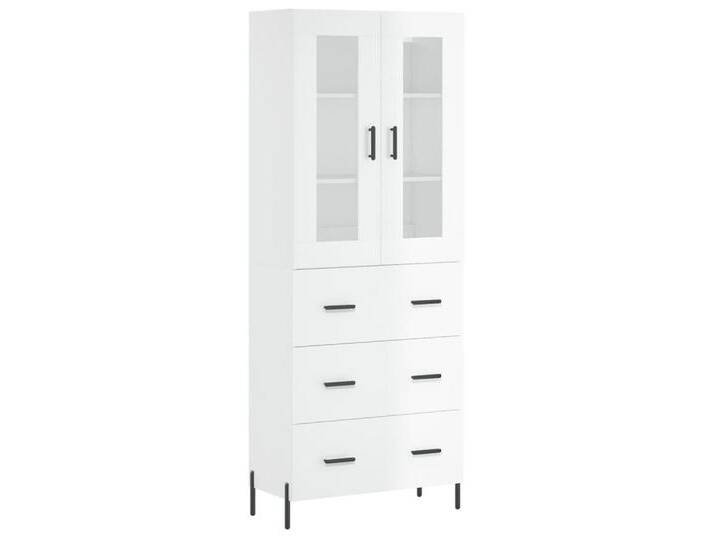 Vidaxl vidaXL Highboard Highboard Hochglanz-Weiß 69,5x34x180 cm Holzwerkstoff (1 St), 3 Schubladen, Hochglanz-Weiß von vidaXL