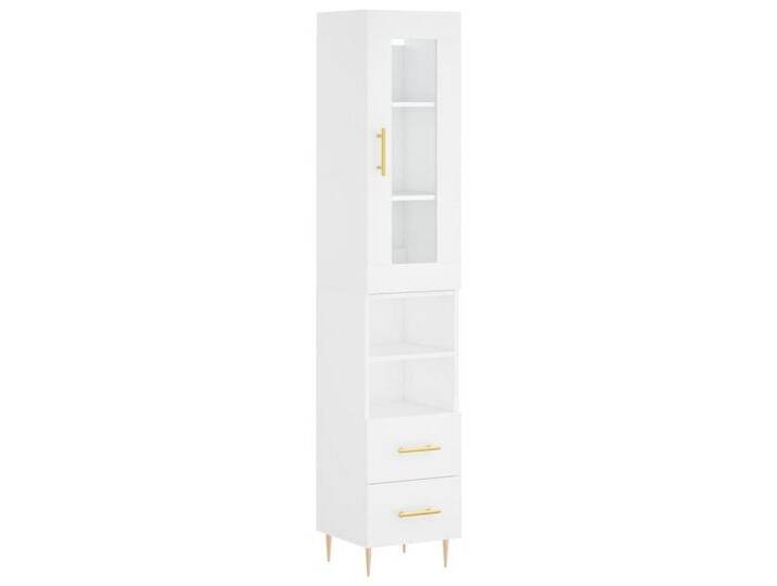 Vidaxl vidaXL Highboard Highboard Weiß 34,5x34x180 cm Spanplatte Vitrine Glastüren, weiß von vidaXL