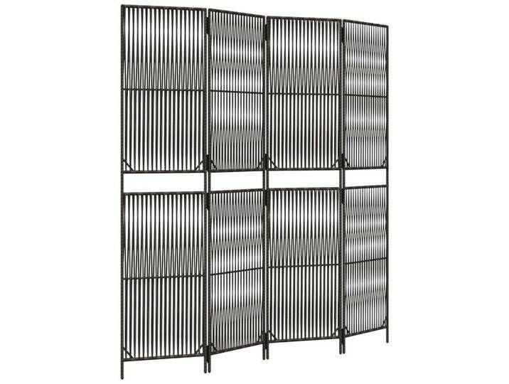 Vidaxl vidaXL Raumteiler Paravent 4-tlg. Grau Poly Rattan, 1-tlg., grau von vidaXL