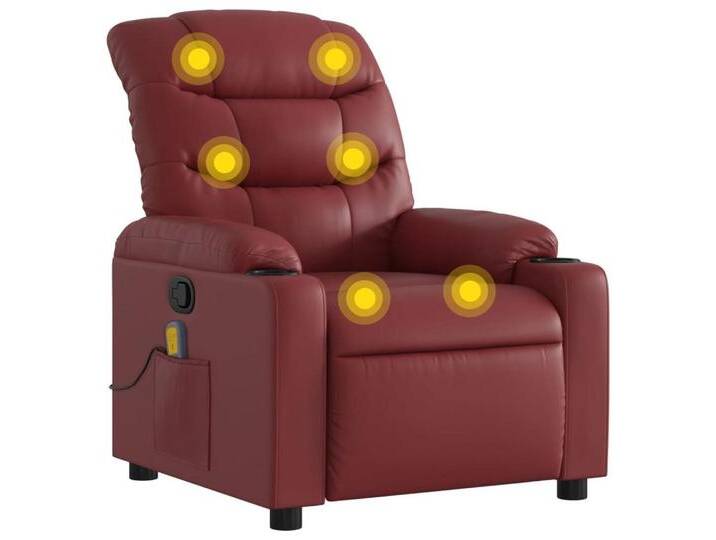 Vidaxl vidaXL Sessel Massagesessel Weinrot Kunstleder (1-St), rot von vidaXL