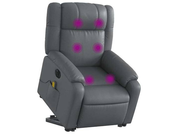 Vidaxl vidaXL Sessel Massagesessel mit Aufstehhilfe Elektrisch Grau Kunstleder (1-St), grau von vidaXL