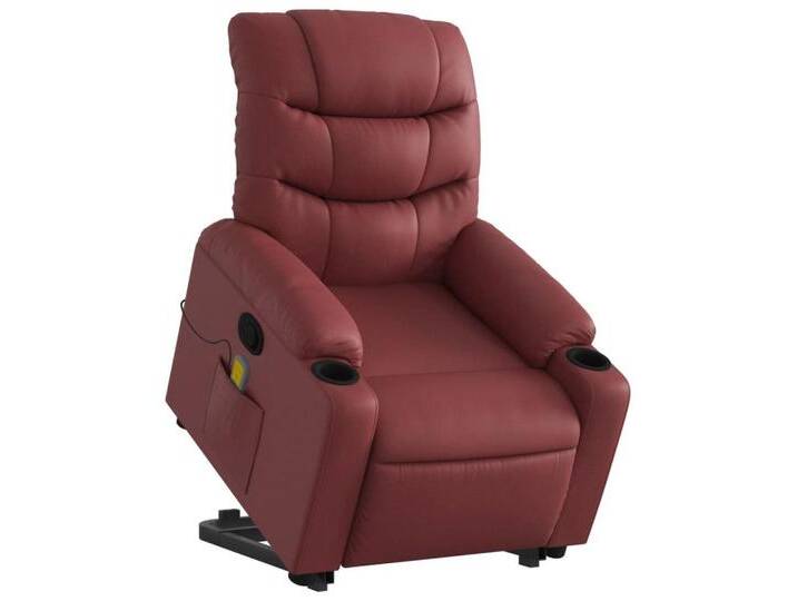 Vidaxl vidaXL Sessel Massagesessel mit Aufstehhilfe Weinrot Kunstleder (1-St), rot von vidaXL