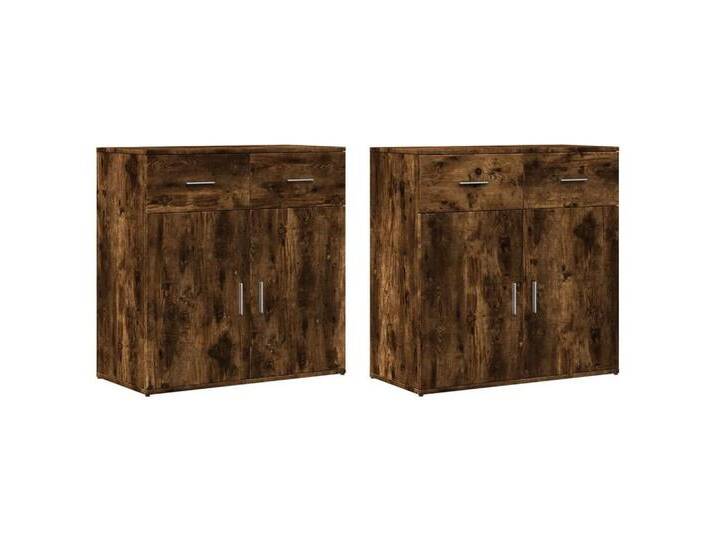 Vidaxl vidaXL Sideboard Sideboards 2 Stk. Räuchereiche 79x38x80 cm Holzwerkstoff (1 St), Räuchereiche von vidaXL