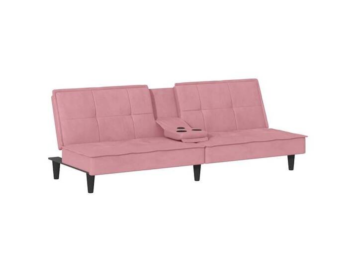 Vidaxl vidaXL Sofa Schlafsofa mit Getränkehaltern Rosa Samt, rosa von vidaXL