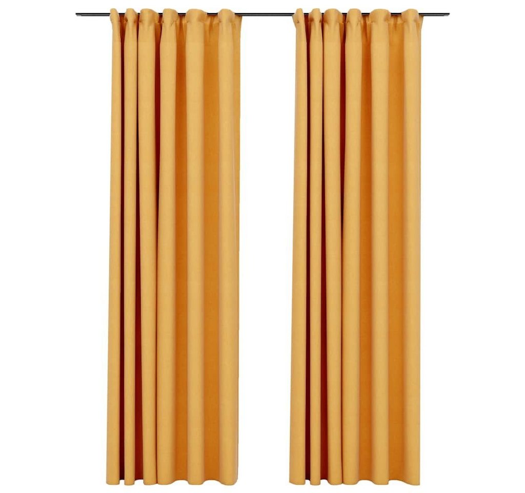 Vorhang Verdunkelungsvorhänge Haken Leinenoptik 2 Stk. Gelb 140x225 cm, vidaXL, (2 St) von vidaXL