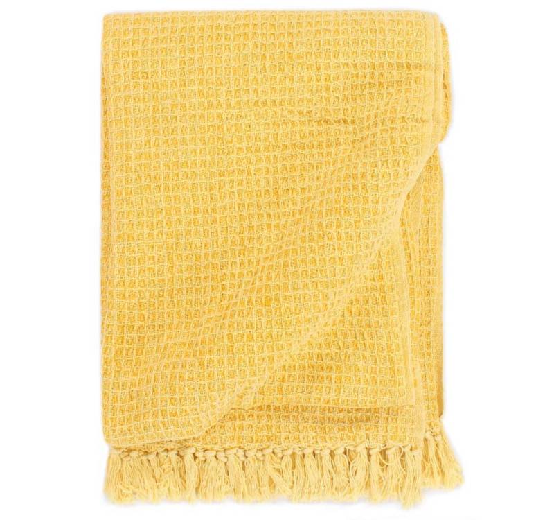 Wohndecke Kuscheldecke Couchdecke Sofadecke Wohndecke Baumwolle 220x250 cm Senfg, vidaXL von vidaXL