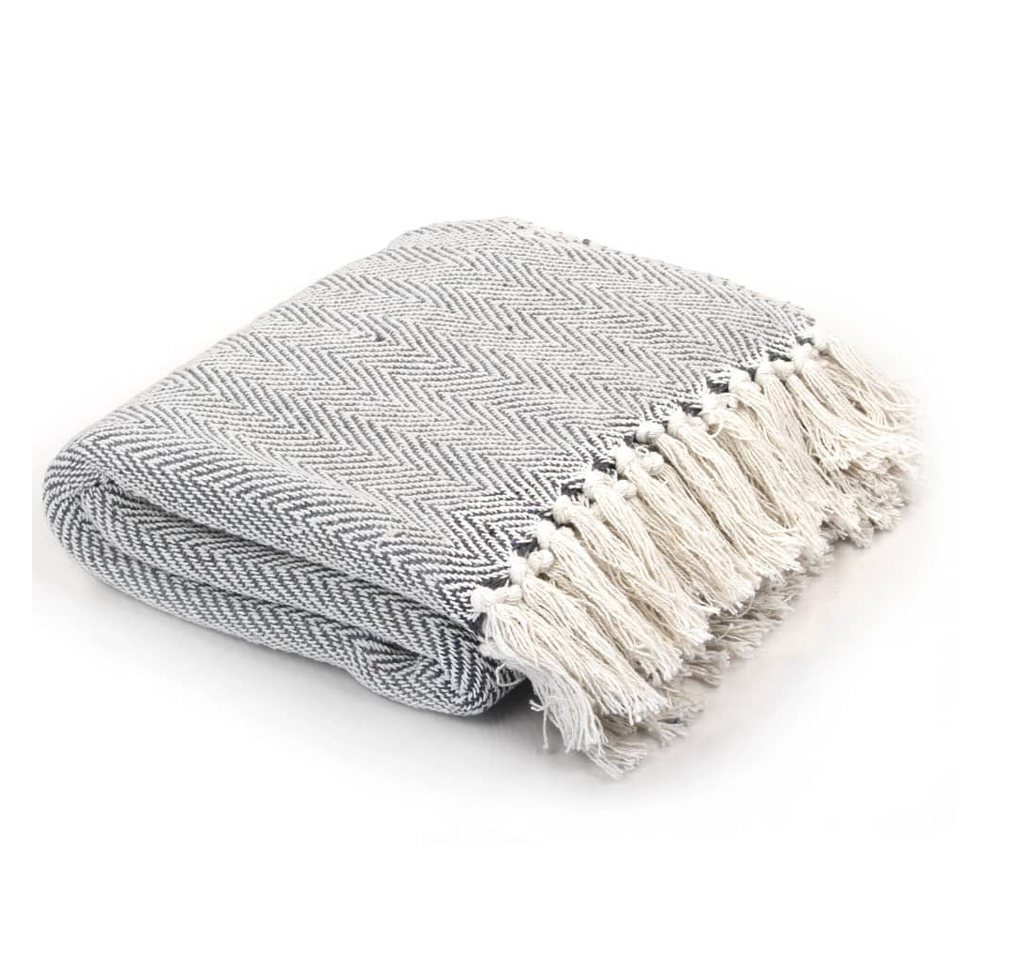 Wohndecke Kuscheldecke Couchdecke Sofadecke Wohndecke Baumwolle Fischgrätmuster, vidaXL von vidaXL