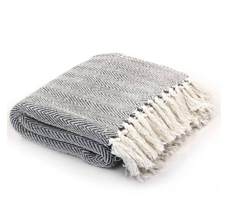Wohndecke Kuscheldecke Couchdecke Sofadecke Wohndecke Baumwolle Fischgrätmuster, vidaXL von vidaXL
