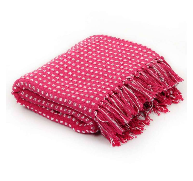 Wohndecke Wohndecke Kuscheldecke Überwurf Baumwolle Kariert 125x150 cm Rosa, vidaXL von vidaXL