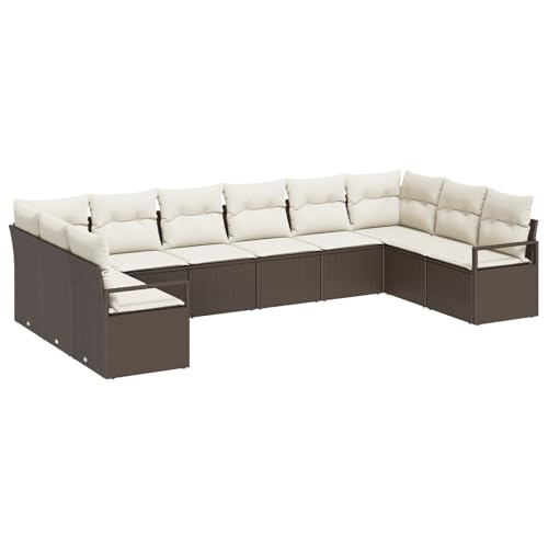 vidaXL 10-teilige Garten Sofa Set mit Kissen Braun Poly Rattan, 2-Sitzer Garten Sofa mit Kissen Braun Poly Rattan vidaXL 10-teilige Garten Sofa Set mit Kissen Braun Poly Rattan, 2-Sitzer Garten Sofa mit Kissen Braun Poly Rattan von vidaXL