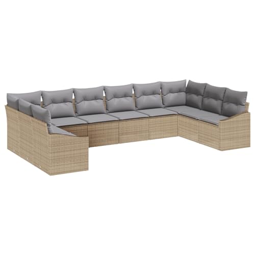 vidaXL 10-teiliges Garten-Dining-Set mit Kissen Grau Poly-Rattan für bis zu 10 Personen für Innen- und Außenbereich Garten-Liegesofa Ecksofa Möbel vidaXL 10-teiliges Garten-Dining-Set mit Kissen Grau Poly-Rattan für bis zu 10 Personen für Innen- und Außenbereich Garten-Liegesofa Ecksofa Möbel von vidaXL