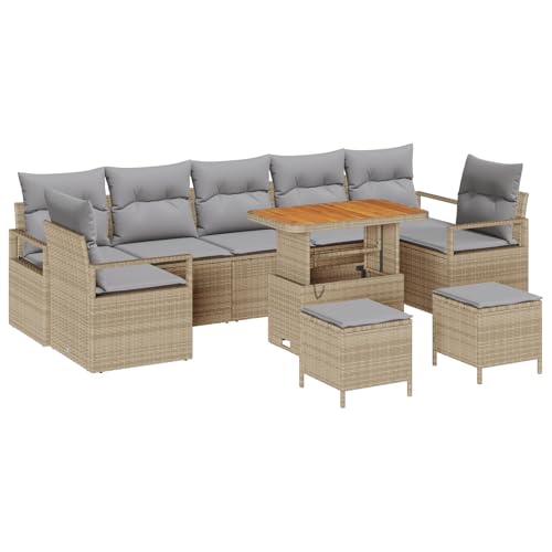 vidaXL 10-teiliges Garten-Sofa-Set mit Kissen Beige Poly Rattan Akazie, 2-Sitzer Garten-Sofa mit Kissen Beige Poly Rattan vidaXL 10-teiliges Garten-Sofa-Set mit Kissen Beige Poly Rattan Akazie, 2-Sitzer Garten-Sofa mit Kissen Beige Poly Rattan von vidaXL