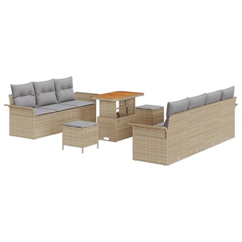 vidaXL 10-teiliges Garten Sofa Set mit Kissen Beige Poly Rattan Akazie, 2-Sitzer Garten Sofa mit Stauraum & Kissen Beige Poly Rattan vidaXL 10-teiliges Garten Sofa Set mit Kissen Beige Poly Rattan Akazie, 2-Sitzer Garten Sofa mit Stauraum & Kissen Beige Poly Rattan von vidaXL