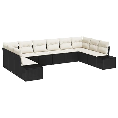 vidaXL 10-teiliges Garten-Sofa-Set mit Kissen in Schwarz aus Poly-Rattan | Modulare Outdoor-Sitzgruppe 240 x 60 cm mit Strukturiertem Finish und wetterfest für Terrasse und Lounge vidaXL 10-teiliges Garten-Sofa-Set mit Kissen in Schwarz aus Poly-Rattan | Modulare Outdoor-Sitzgruppe 240 x 60 cm mit Strukturiertem Finish und wetterfest für Terrasse und Lounge von vidaXL