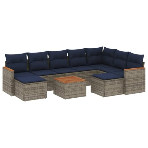 vidaXL 10-teiliges Gartensofa-Set mit Kissen, grau, Polyrattan vidaXL 10-teiliges Gartensofa-Set mit Kissen, grau, Polyrattan von vidaXL