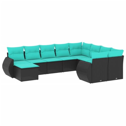 vidaXL 10-teiliges Gartensofa-Set mit Kissen, schwarzes Polyrattan vidaXL 10-teiliges Gartensofa-Set mit Kissen, schwarzes Polyrattan von vidaXL