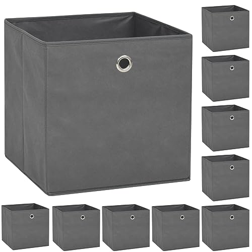 vidaXL 10x Aufbewahrungsbox Vliesstoff 32x32x32cm Grau Faltbox Regalkorb von vidaXL