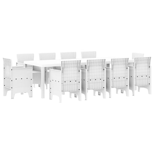 vidaXL 11-TLG. Garten-Essgruppe Weiß Poly Rattan von vidaXL