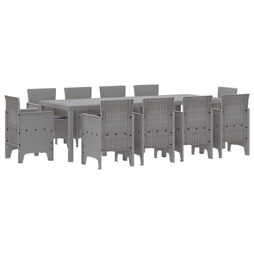 vidaXL 11-TLG. Garten-Essgruppe mit Kissen Hellgrau Poly Rattan vidaXL 11-TLG. Garten-Essgruppe mit Kissen Hellgrau Poly Rattan von vidaXL