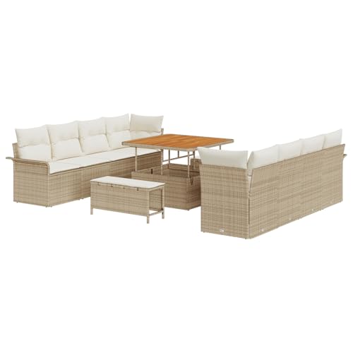 vidaXL 4-teiliges Outdoor-Sitzset mit Kissen in Beige, aus wetterfestem Rattan. Perfekt für Garten, Terrasse oder Balkon – macht Entspannen so angenehm! Modernes Möbelstück für deine Lounge in Akazie. von vidaXL