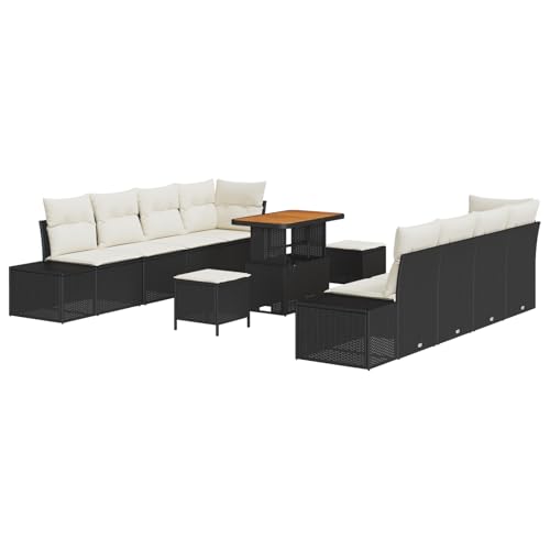 vidaXL 11-teiliges Garten Sofa Set mit Kissen Schwarz Poly Rattan Akazie, 2-Sitzer Garten Sofa mit Kissen Schwarz Poly Rattan vidaXL 11-teiliges Garten Sofa Set mit Kissen Schwarz Poly Rattan Akazie, 2-Sitzer Garten Sofa mit Kissen Schwarz Poly Rattan von vidaXL