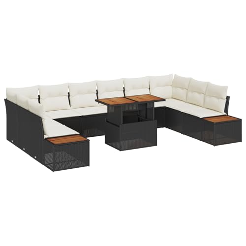 vidaXL 11-teiliges Garten Sofa Set mit Kissen Schwarz Poly Rattan vidaXL 11-teiliges Garten Sofa Set mit Kissen Schwarz Poly Rattan von vidaXL