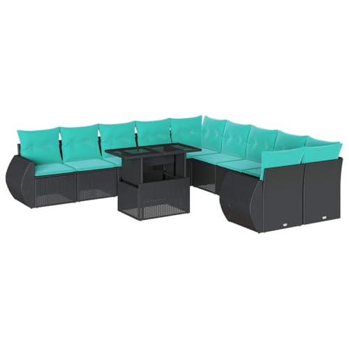 vidaXL 11-teiliges Gartensofa-Set mit Kissen, schwarzes Polyrattan vidaXL 11-teiliges Gartensofa-Set mit Kissen, schwarzes Polyrattan von vidaXL
