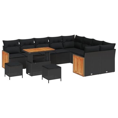 vidaXL Großes Ecksofa-Set mit Kissen | UV-beständiges Poly-Rattan 5-Sitzer Modernes Outdoor-Sitzen mit Kaffeetisch, perfekt für Gärten, Patios und Balkone. von vidaXL