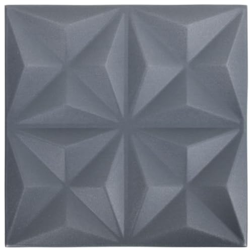 vidaXL 12x 3D Wandpaneel Wandpaneele Deckenpaneele Deckenplatten Platten Paneele Wandverkleidung Tapete Wanddekoration 50x50cm Origami Grau 3m² von vidaXL