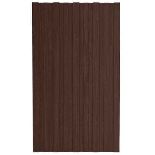 vidaXL 12x Dachpaneele Trapezblech Dachplatten Dachblech Trapezbleche Profilblech Metallblech Stahlblech Dach Platten Verzinkter Stahl Braun 80x45cm von vidaXL