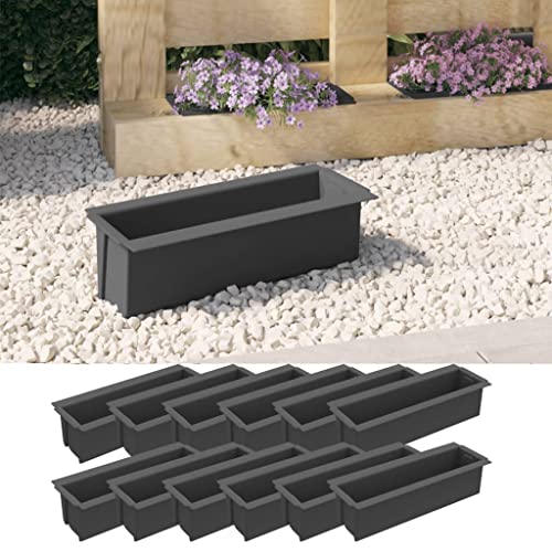 vidaXL 12x Pflanzkasten Blumenkasten Pflanzkübel Pflanzgefäß Blumenkübel Balkonkasten Hochbeet für Europaletten Grau 36x13,5x9,5cm PP von vidaXL