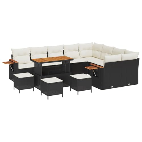 vidaXL 13-teilige Garten Sofa Set mit Kissen Schwarz Poly Rattan Akazie, 4-teiliges Garten Essen Set mit Kissen Schwarz Poly Rattan Akazie vidaXL 13-teilige Garten Sofa Set mit Kissen Schwarz Poly Rattan Akazie, 4-teiliges Garten Essen Set mit Kissen Schwarz Poly Rattan Akazie von vidaXL