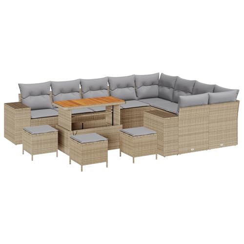 vidaXL 5-teiliges Garten-Sofa-Set mit Kissen in Beige aus Poly-Rattan und Hellgrau – modernes Outdoor-Möbel, UV-beständig, Ecksofa, perfekt für Gärten, Terrassen, modulares Patio aus Akazie vidaXL 5-teiliges Garten-Sofa-Set mit Kissen in Beige aus Poly-Rattan und Hellgrau – modernes Outdoor-Möbel, UV-beständig, Ecksofa, perfekt für Gärten, Terrassen, modulares Patio aus Akazie von vidaXL
