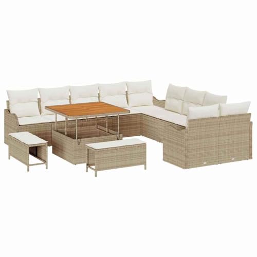 vidaXL 13-teiliges Garten-Sofa-Set mit Kissen in Beige aus Poly-Rattan und Akazie. Perfekte Outdoor-Sitzmöbel für Terrasse, Balkon und Moderne Lounge-Möbel für Frühling und Sommer. vidaXL 13-teiliges Garten-Sofa-Set mit Kissen in Beige aus Poly-Rattan und Akazie. Perfekte Outdoor-Sitzmöbel für Terrasse, Balkon und Moderne Lounge-Möbel für Frühling und Sommer. von vidaXL